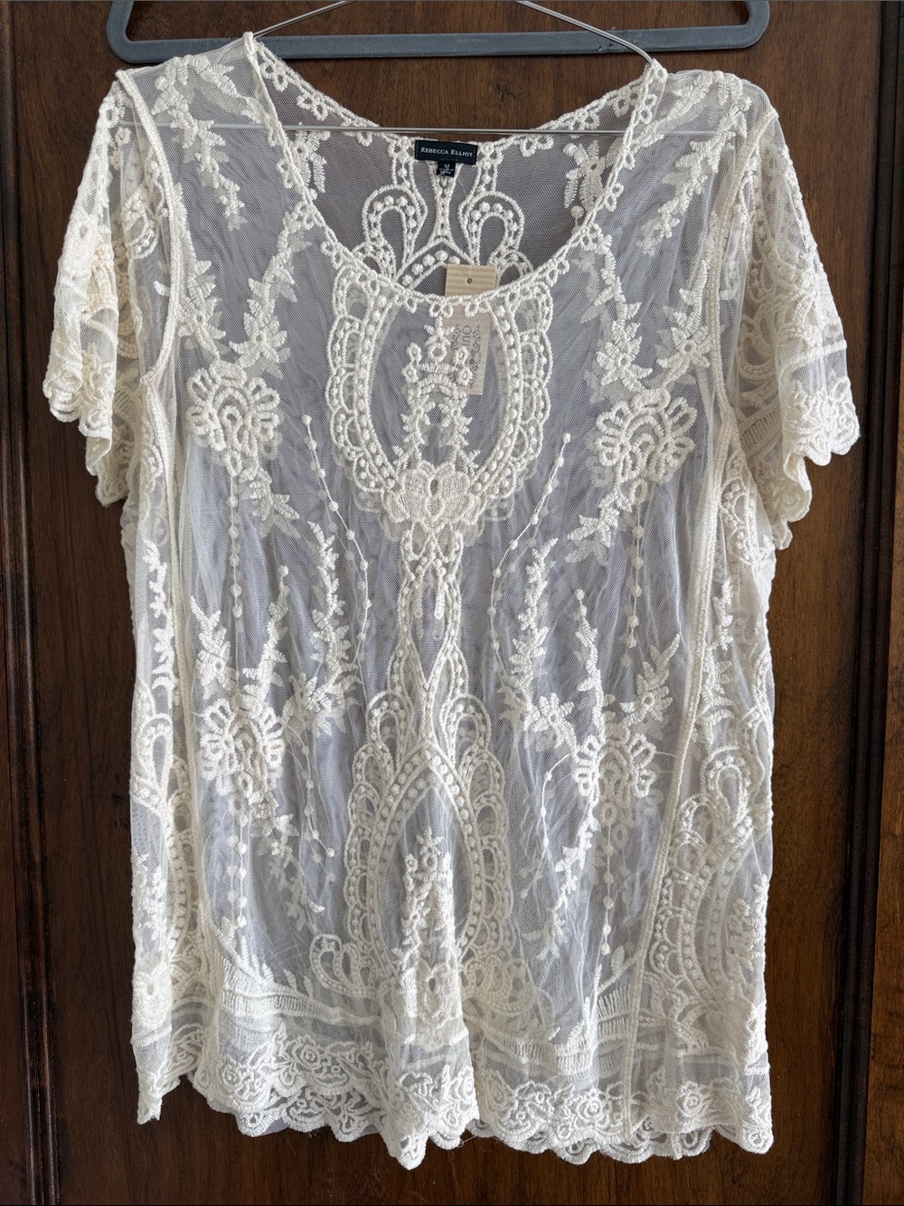 Our Place Ivory Sheer Lace Tunic Top